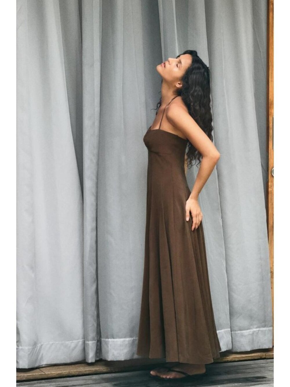 ZARA FLUID HALTER VOLUME MIDI DRESS
